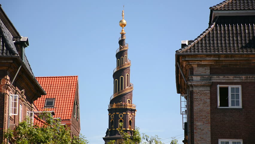 Helix spire of the Church of Our Saviour tower in Copenhagen, Denmark