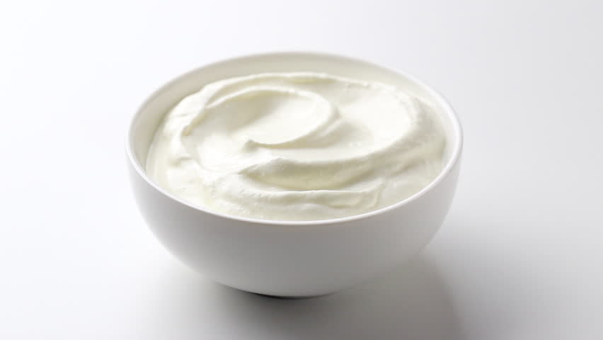 bowl of sour cream or greek yogurt Royalty-Free Stock Footage #1021374961