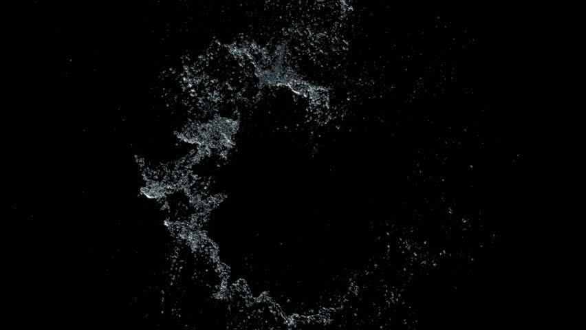 Splashes of water on a black background alpha channel splashes liquid, Included in the end of the clip with Alpha matte. | Shutterstock HD Video #1021376281