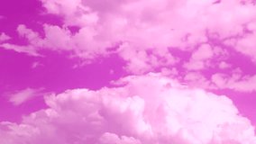 Summer sunny pink skies, building big clouds time lapse. Fast moving cloudscape in horizon, beautiful exotic colourful weather. FHD.