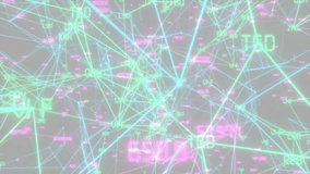Horizontal rotation around a cloud of economic ties.Abstract 3d background. Render of complex plexus structure with bright glow dots. Triangles and lines geometry. Seamless loop. - Powered by Shutterstock - Get 15% off with code: PIKWIZARD15