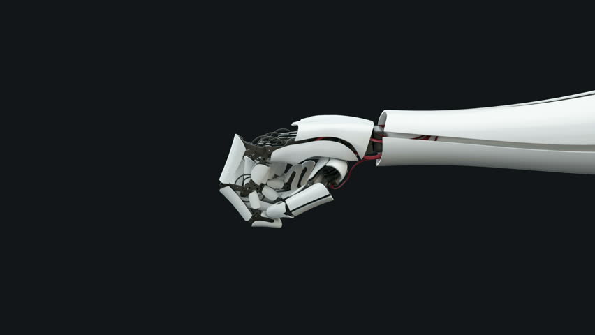 Robot arm, bionic prosthesis, push the button, future, technology. Slow motion. Royalty-Free Stock Footage #1021392037