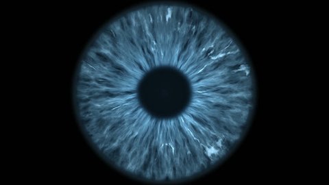 The blue eye is an extreme close-up of the iris and pupil, widening and tapering.