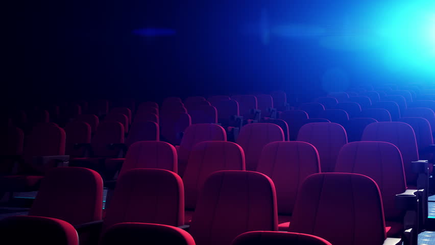 Cinema Theater With Comfortable Red Chairs. Empty Cinema Seats in Dark Theatre for Movies. Seamless Loop. | Shutterstock HD Video #1021392772
