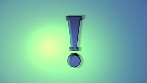 Rotating Exclamation Point symbol animation icon. Symbol presentation and rotation on colored background