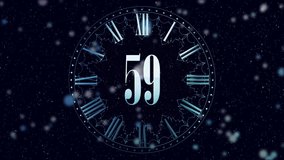 New Year countdown. 2D animation counting minutes on a clock. Indigo color. Magic animation for your main party of the year
