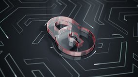 Abstract background with animation of symbol security lock from glass on backdrop of glowing circuit. - Powered by Shutterstock - Get 15% off with code: PIKWIZARD15