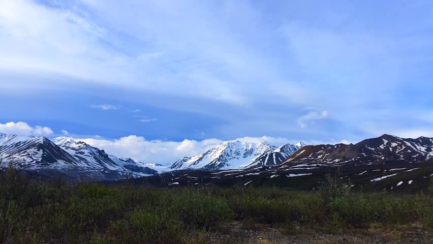 A time lapse of rolling clouds over the Gulkana Glacier, Alaska.