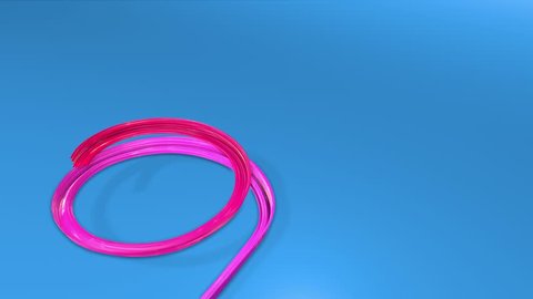 A shiny festive ribbon forms a Christmas tree symbol. 3d render christmas bright fresh composition. 3d new year composition. red violet gradient ribbon on blue background Video de stock