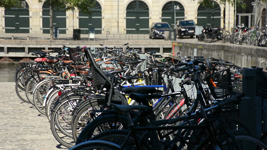 Bicycle parking lot in Christianshavn neighbourhood of Copenhagen, Denmark