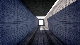 An animated wooden corridor suitable for compositing into e.g. a modern architecture scene or real estate clip.