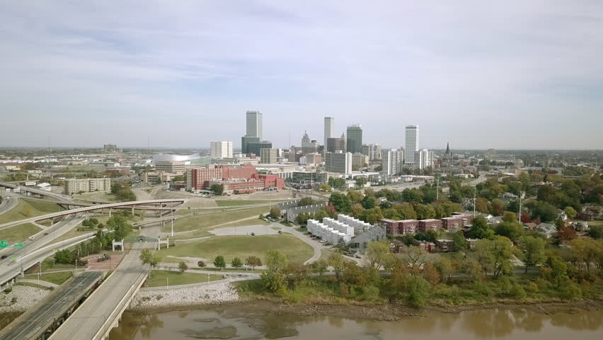 Aerial Wide Shot of City Skyline