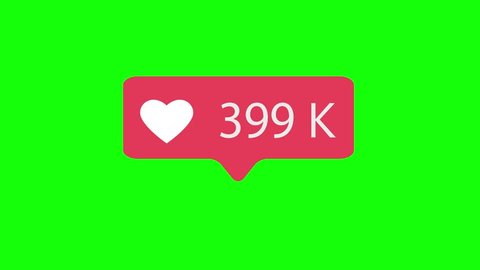 Pink Like Icon On Green Chroma Key Background. Like Counting for Social Media 1-500K Likes. 4K video. 