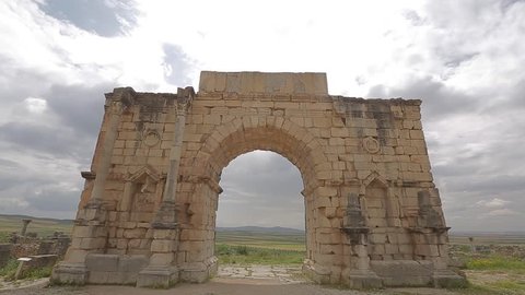 A construction in the ancient city of volubilis built by the ancient greeks in Morocco