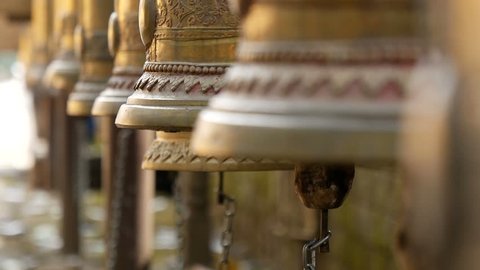 Golden bells in phriputtana temple at Sisaket Thailand, Asie
