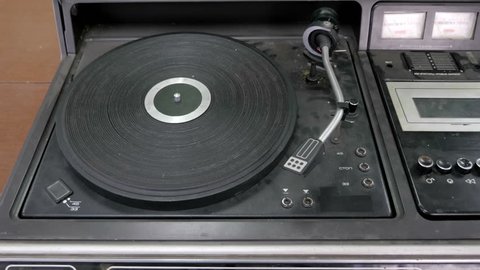 Vintage Vinyl Record Player Close Up
