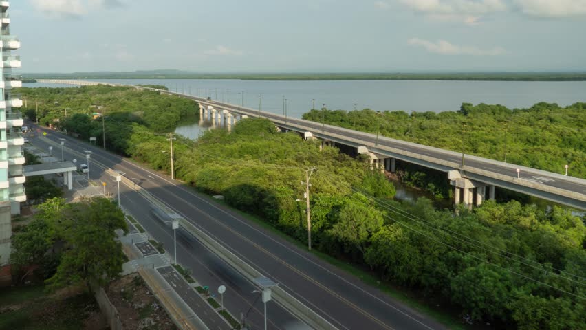 Timelapse in La Boquilla, Cartagena Overlooking The Tesca Swamp And  Highway 90A, Which Connects Barranquilla And Cartagena.