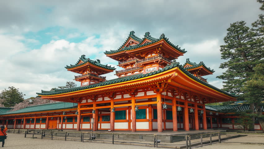 Stylized timelapse of Heian Jingu Shrine In Kyoto, Japan. ProRes 422 in 4k