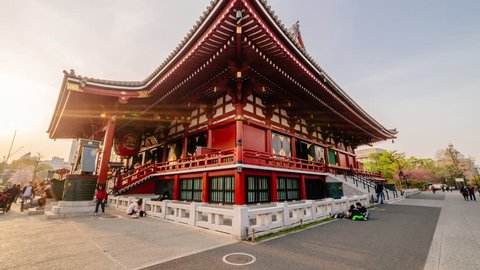 Main hall of Senso-ji Temple, Asakusa, Tokyo, Japan, Timelapse at sunset. ProRes 422 in 4k