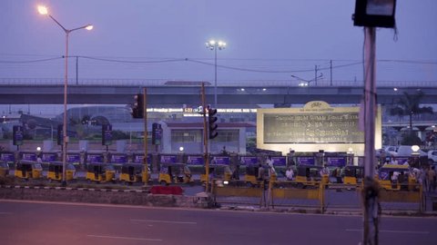 CHENNAI, INDIA - NOVEMBER 17th, 2018: CMBT - Chennai Mofussil Bus Terminus, largest bus station in Asia