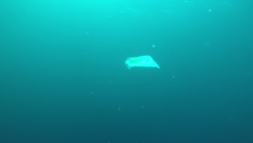 Plastic bag pollution in ocean 