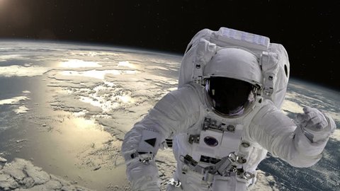 Стоковое видео: Astronaut above the Earth.