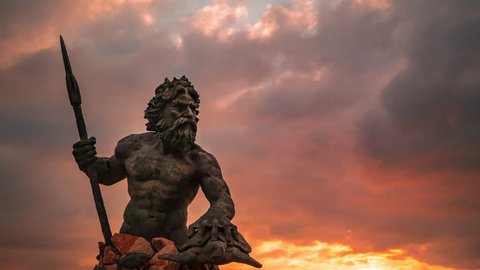 Powerful King Neptune Time Lapse, Triton's Mermaid Kingdom of the Sea at Sunset with perfect sun flare placements