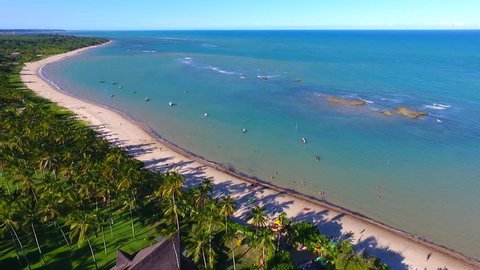 Aerial view of Arraial dAjuda beach, Porto Seguro, Bahia, Brazil. Great beach scene. Fantastic landscape. Vacation travel. Travel destination. Vacation concept. Caribbean. Arraial dAjuda, Bahia.