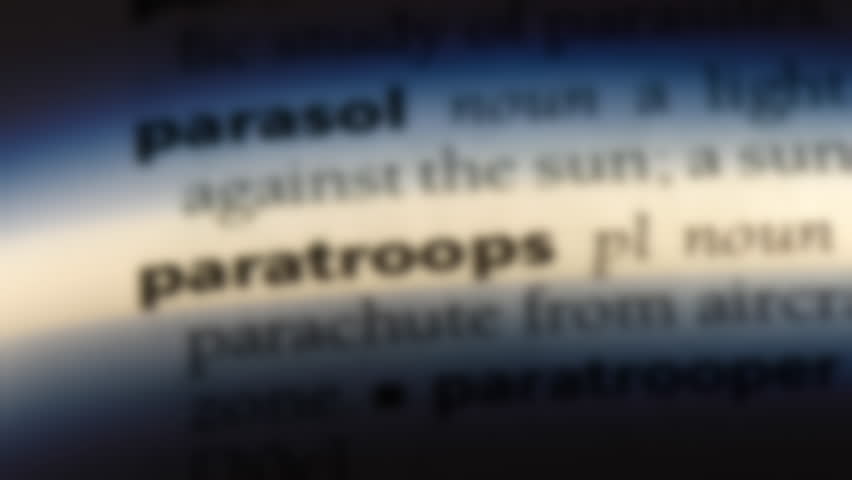 paratroops word in a dictionary. paratroops concept.
