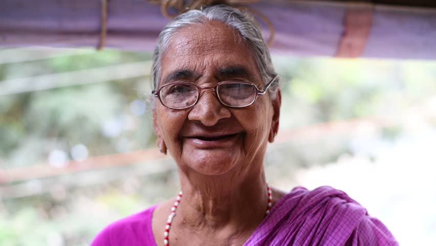 Indian old women closeup portrait smile face with glasses | Shutterstock HD Video #1021550131