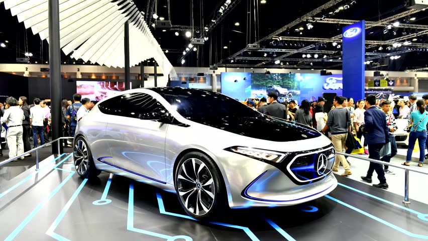 Nonthaburi,Thailand - November 28,2018 :Time Lapse New Mercedes Benz Eqa electric concept model for future car at The 35th Thailand International Motor Expo
