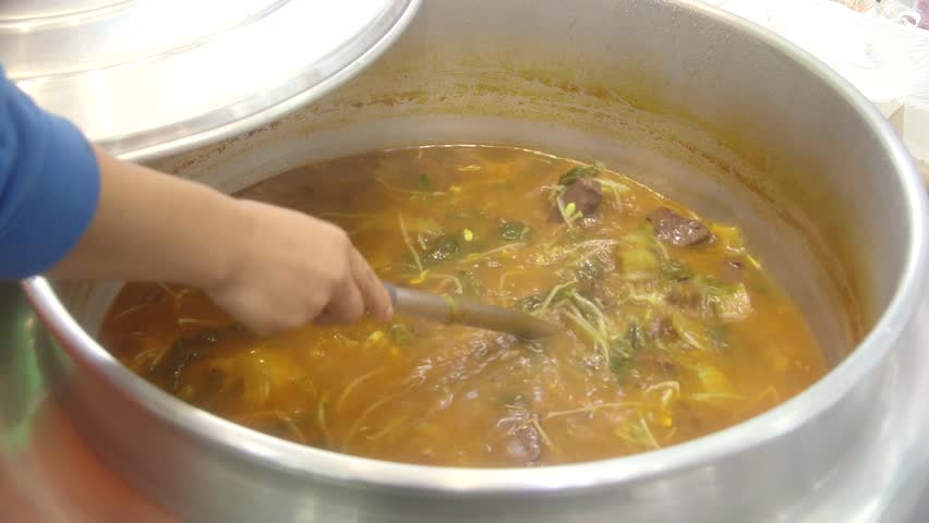 korean beef soup at restaurant Royalty-Free Stock Footage #1021552045