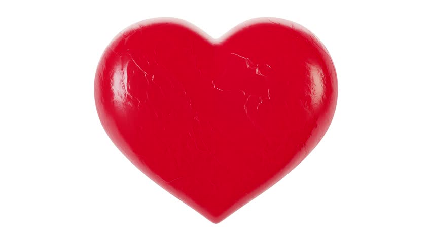 Red heart turns into stone. 3D rendering.