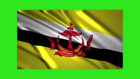 Brunei flag waving,loopable on green screen
