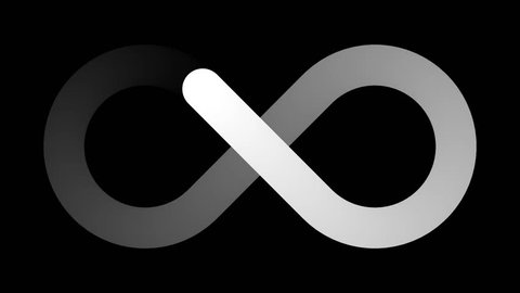 Infinity symbol - set of loopable icons - white gray black gradient on black background