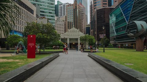 SINGAPORE – MARCH 2018: Timelapse of Skyscrapers At Raffles Place In Singapore Financial Centre. ProRes 422
