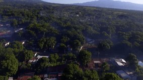 Guatemala drone video of village and mountain