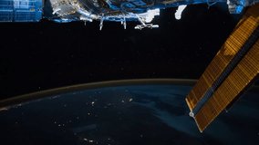 JUNE 2018: Planet Earth seen from the International Space Station at night over the earth, Time Lapse 4K. Images courtesy of NASA Johnson Space Center. Prores 1080p. Pan down motion timelapse.