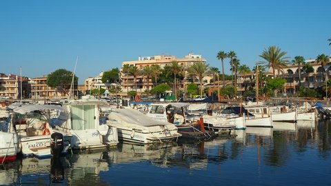 Colonia Sant Jordi, Mallorca Spain, June 22, 2018. The port during the summer season