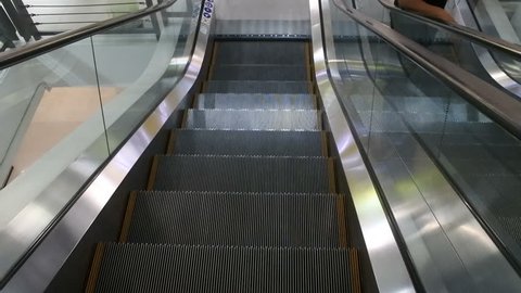 Down Escalators Public Building Indoors Stock Footage Video (100% 