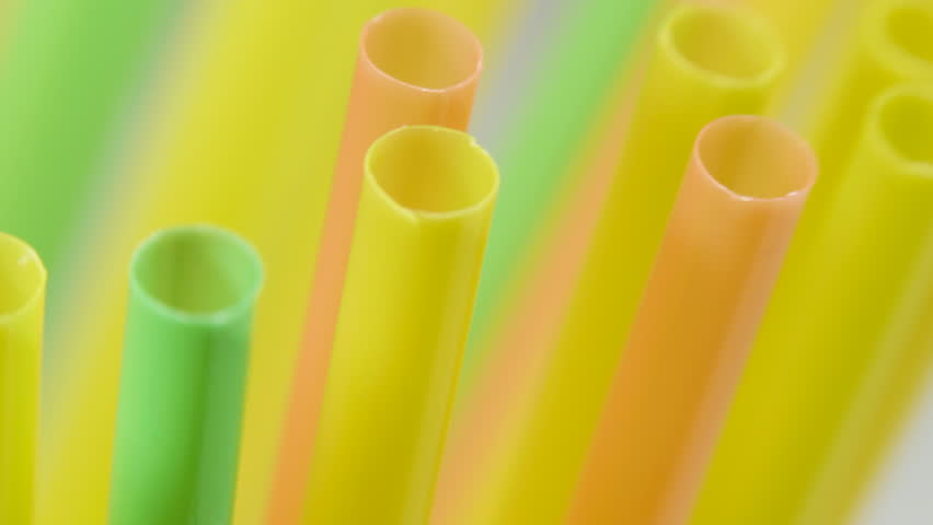 Top view of colorful straw on the rotation table Royalty-Free Stock Footage #1021629490