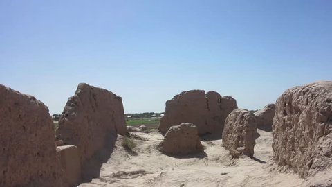 Karakalpakstan Kyzyl Kala Fortress Renovated Ruins Walls View