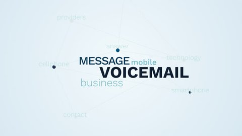 voicemail message business mobile technology telephone answer smartphone cellphone contact providers animated word cloud background in uhd 4k 3840 2160.