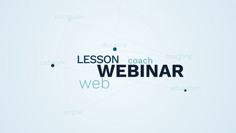 webinar lesson web coach teaching communication distance education network online computer animated word cloud background in uhd 4k 3840 2160.