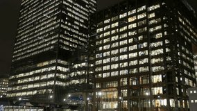 London Canary Wharf Offices Skyscrapers at Night - Powered by Shutterstock - Get 15% off with code: PIKWIZARD15