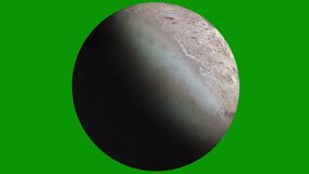 Loopable W/Alpha: Hi-res 3D image of Triton, moon of Neptune, gently rotates against green screen background. Elements of this clip furnished by NASA. Straight color with luma matte.