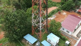 HD Aerial video of the telecommunication tower