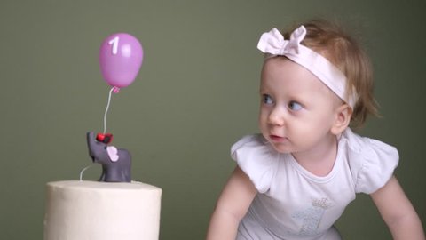 Birthday Cake 1 Year Old Girl Stock Footage Video (100% Royalty-free