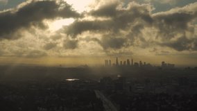 4K Cloudy Sunrise over the Los Angeles Skyline