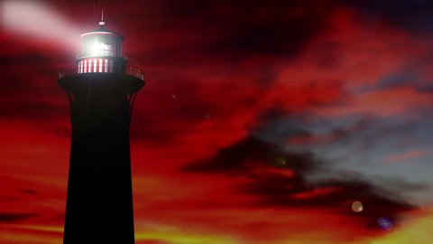 3D Rendered Lighthouse at Sunset Animation